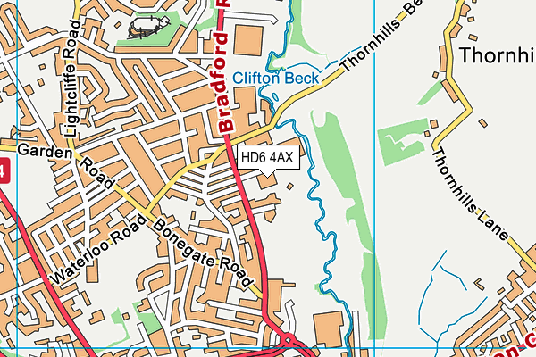 HD6 4AX map - OS VectorMap District (Ordnance Survey)