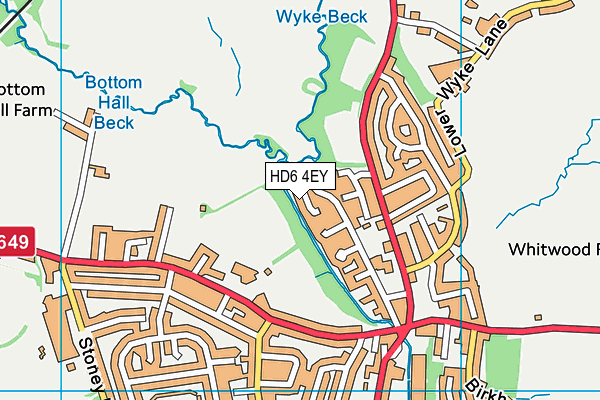 HD6 4EY map - OS VectorMap District (Ordnance Survey)