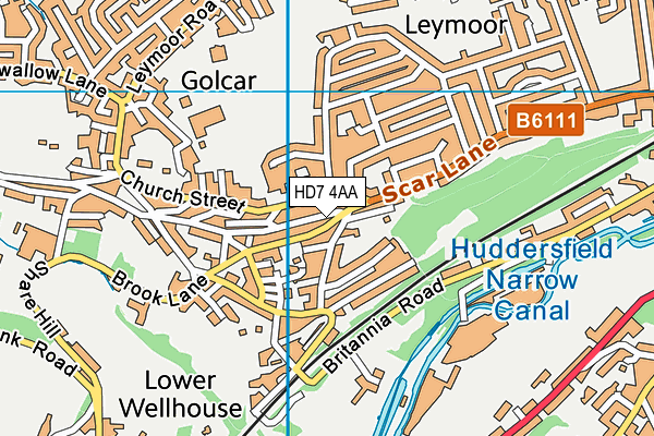HD7 4AA map - OS VectorMap District (Ordnance Survey)