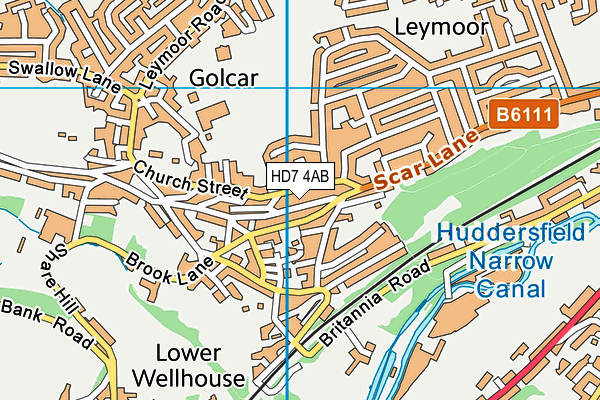 HD7 4AB map - OS VectorMap District (Ordnance Survey)