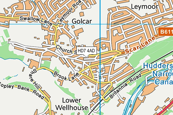 HD7 4AD map - OS VectorMap District (Ordnance Survey)