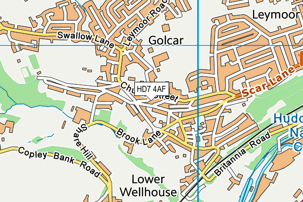 HD7 4AF map - OS VectorMap District (Ordnance Survey)