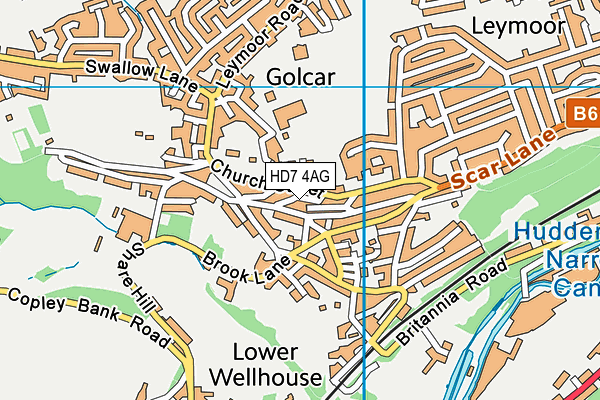 HD7 4AG map - OS VectorMap District (Ordnance Survey)