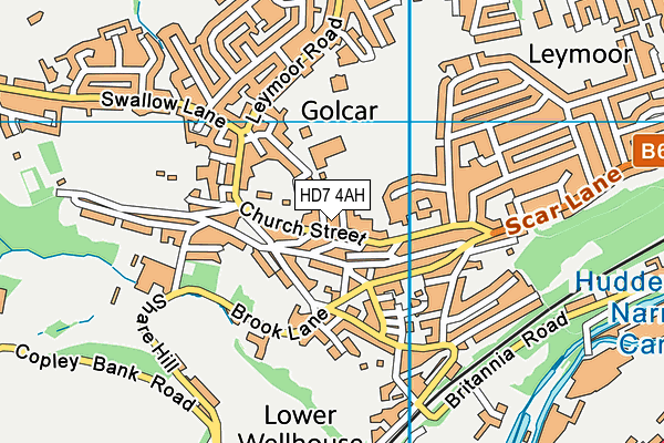 Golcar Liberal Club map (HD7 4AH) - OS VectorMap District (Ordnance Survey)