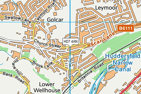 HD7 4AN map - OS VectorMap District (Ordnance Survey)