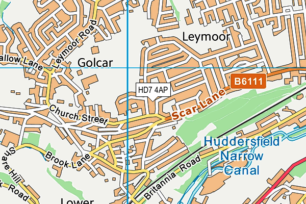 HD7 4AP map - OS VectorMap District (Ordnance Survey)