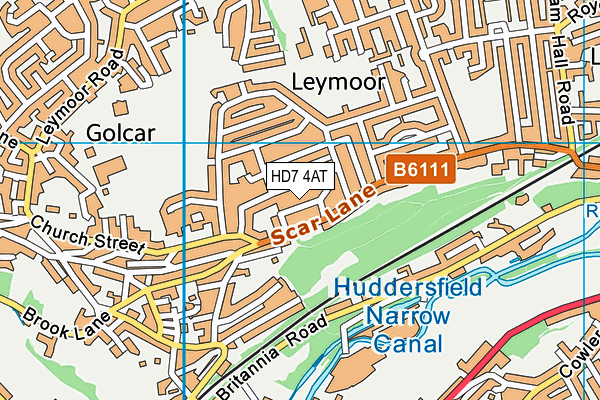 HD7 4AT map - OS VectorMap District (Ordnance Survey)