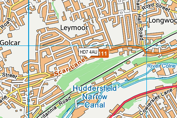 HD7 4AU map - OS VectorMap District (Ordnance Survey)