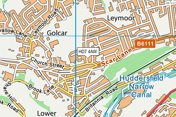 HD7 4AW map - OS VectorMap District (Ordnance Survey)