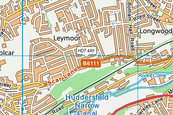 HD7 4AY map - OS VectorMap District (Ordnance Survey)