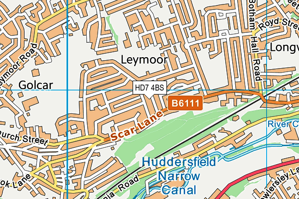 HD7 4BS map - OS VectorMap District (Ordnance Survey)