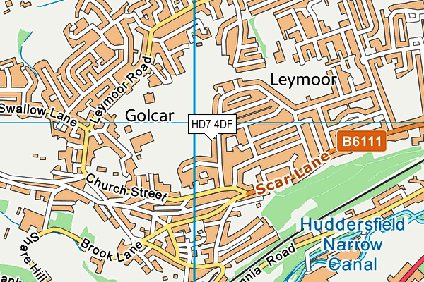 HD7 4DF map - OS VectorMap District (Ordnance Survey)