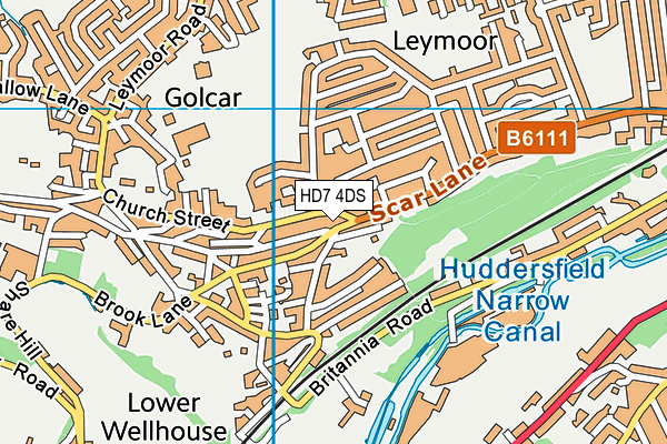 HD7 4DS map - OS VectorMap District (Ordnance Survey)