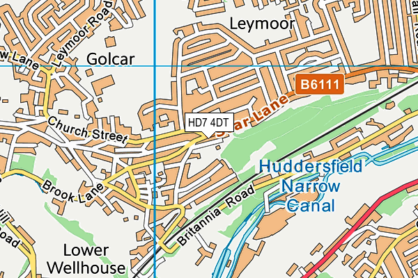 HD7 4DT map - OS VectorMap District (Ordnance Survey)