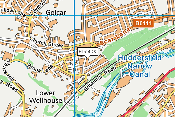 HD7 4DX map - OS VectorMap District (Ordnance Survey)