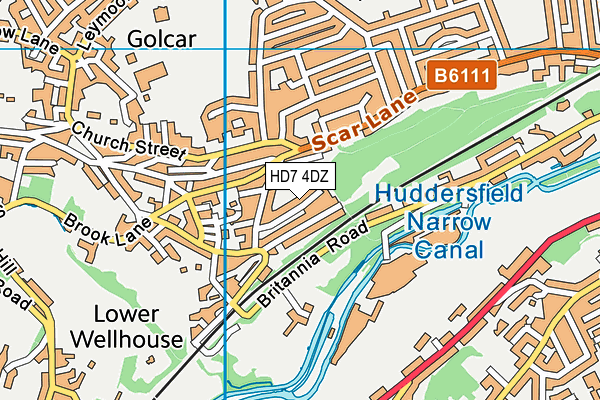 HD7 4DZ map - OS VectorMap District (Ordnance Survey)