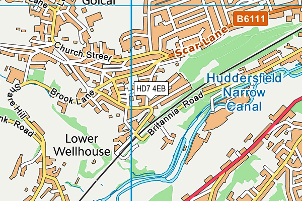 HD7 4EB map - OS VectorMap District (Ordnance Survey)
