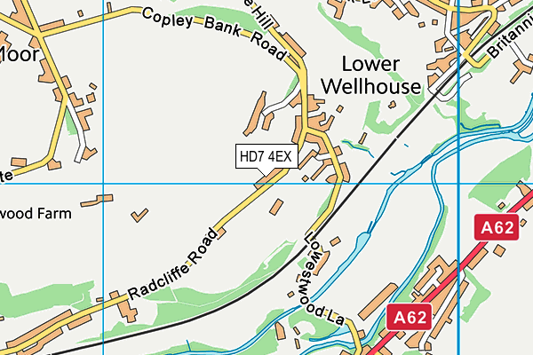 HD7 4EX map - OS VectorMap District (Ordnance Survey)