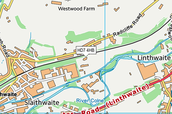 HD7 4HB map - OS VectorMap District (Ordnance Survey)