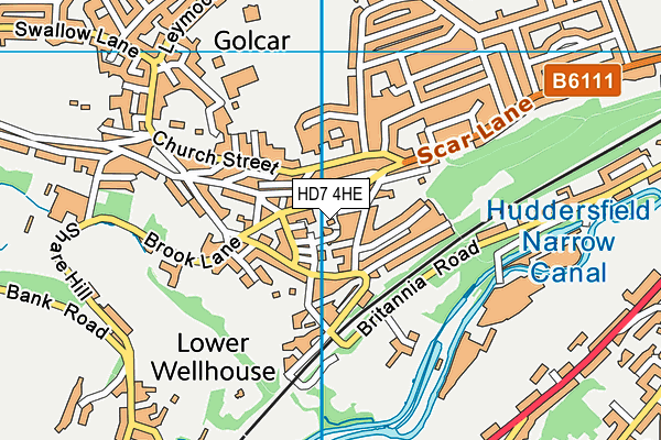 HD7 4HE map - OS VectorMap District (Ordnance Survey)