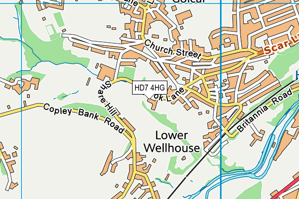 HD7 4HG map - OS VectorMap District (Ordnance Survey)