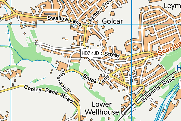 HD7 4JD map - OS VectorMap District (Ordnance Survey)