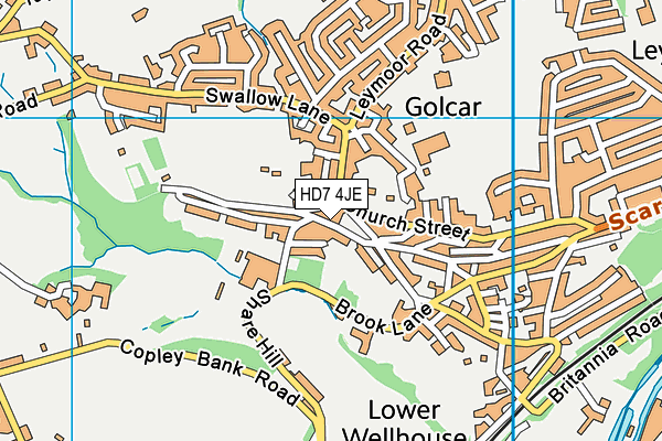 HD7 4JE map - OS VectorMap District (Ordnance Survey)
