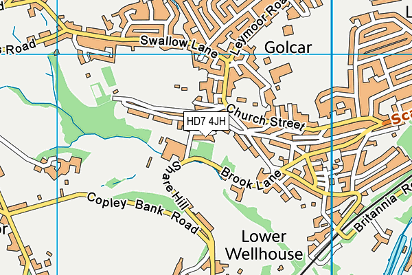 HD7 4JH map - OS VectorMap District (Ordnance Survey)