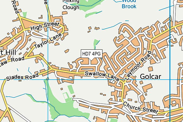 HD7 4PG map - OS VectorMap District (Ordnance Survey)