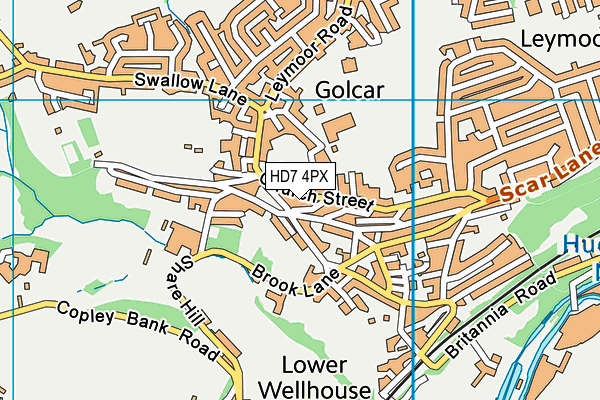 HD7 4PX map - OS VectorMap District (Ordnance Survey)