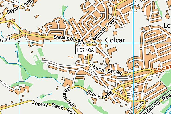 HD7 4QA map - OS VectorMap District (Ordnance Survey)