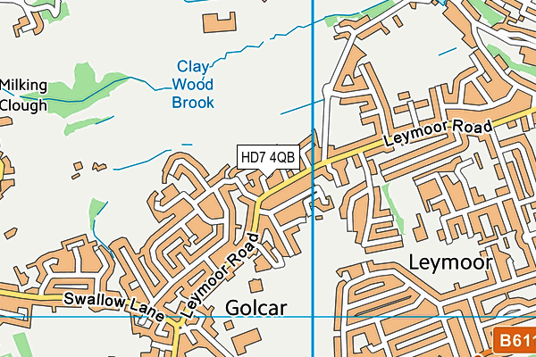 HD7 4QB map - OS VectorMap District (Ordnance Survey)