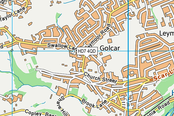 HD7 4QD map - OS VectorMap District (Ordnance Survey)