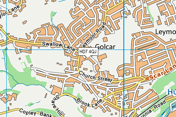 HD7 4QJ map - OS VectorMap District (Ordnance Survey)