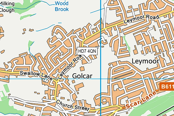 HD7 4QN map - OS VectorMap District (Ordnance Survey)