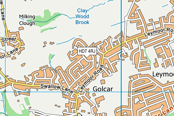 HD7 4RJ map - OS VectorMap District (Ordnance Survey)