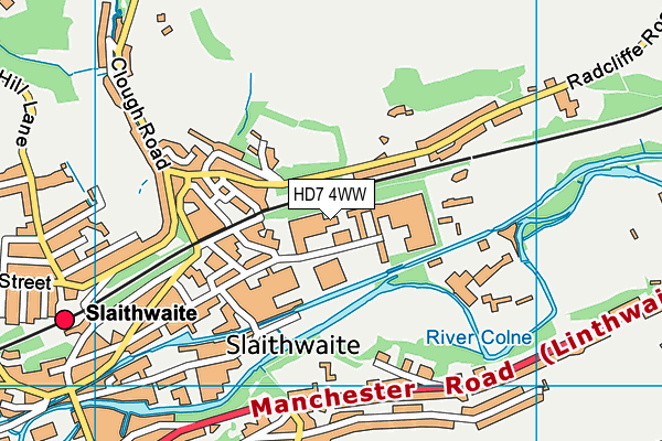 HD7 4WW map - OS VectorMap District (Ordnance Survey)