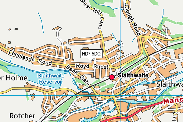 Slaithwaite Cricket & Bowling Club map (HD7 5DQ) - OS VectorMap District (Ordnance Survey)