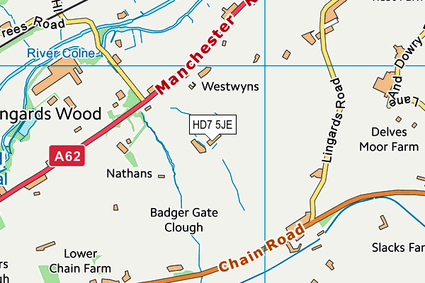 HD7 5JE map - OS VectorMap District (Ordnance Survey)