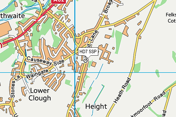 Colne Valley High School Sports Centre map (HD7 5SP) - OS VectorMap District (Ordnance Survey)