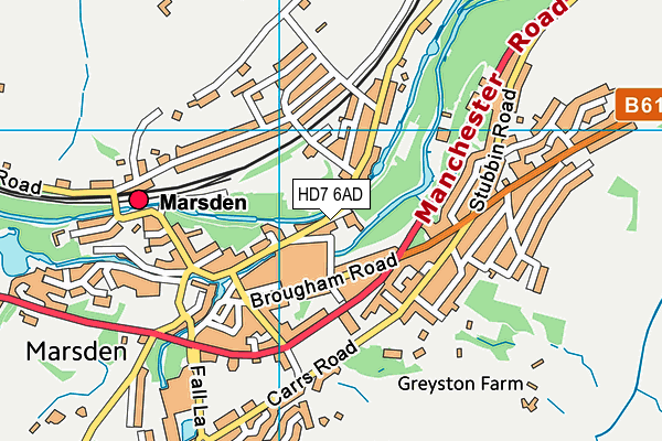 HD7 6AD map - OS VectorMap District (Ordnance Survey)