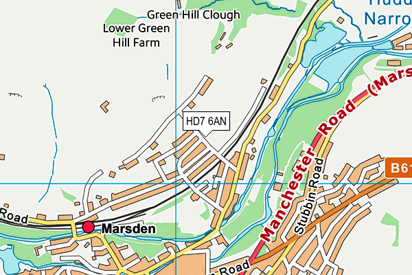 HD7 6AN map - OS VectorMap District (Ordnance Survey)
