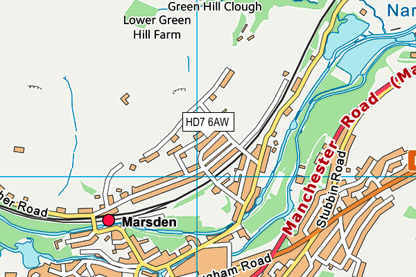 HD7 6AW map - OS VectorMap District (Ordnance Survey)