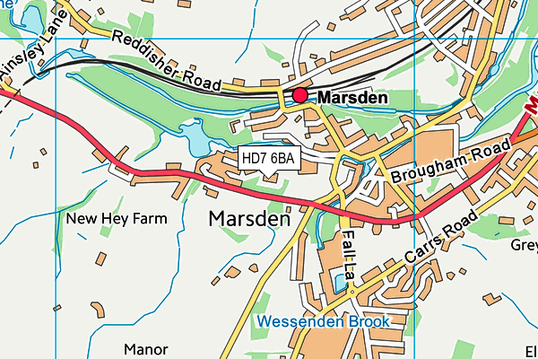 HD7 6BA map - OS VectorMap District (Ordnance Survey)