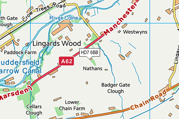 HD7 6BB map - OS VectorMap District (Ordnance Survey)