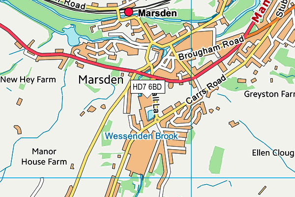 HD7 6BD map - OS VectorMap District (Ordnance Survey)