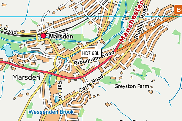 HD7 6BL map - OS VectorMap District (Ordnance Survey)