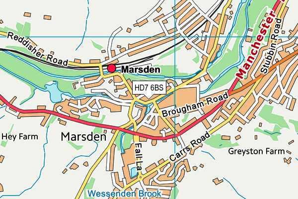 HD7 6BS map - OS VectorMap District (Ordnance Survey)