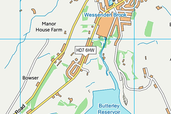 HD7 6HW map - OS VectorMap District (Ordnance Survey)