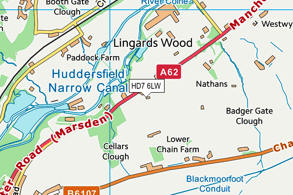 HD7 6LW map - OS VectorMap District (Ordnance Survey)